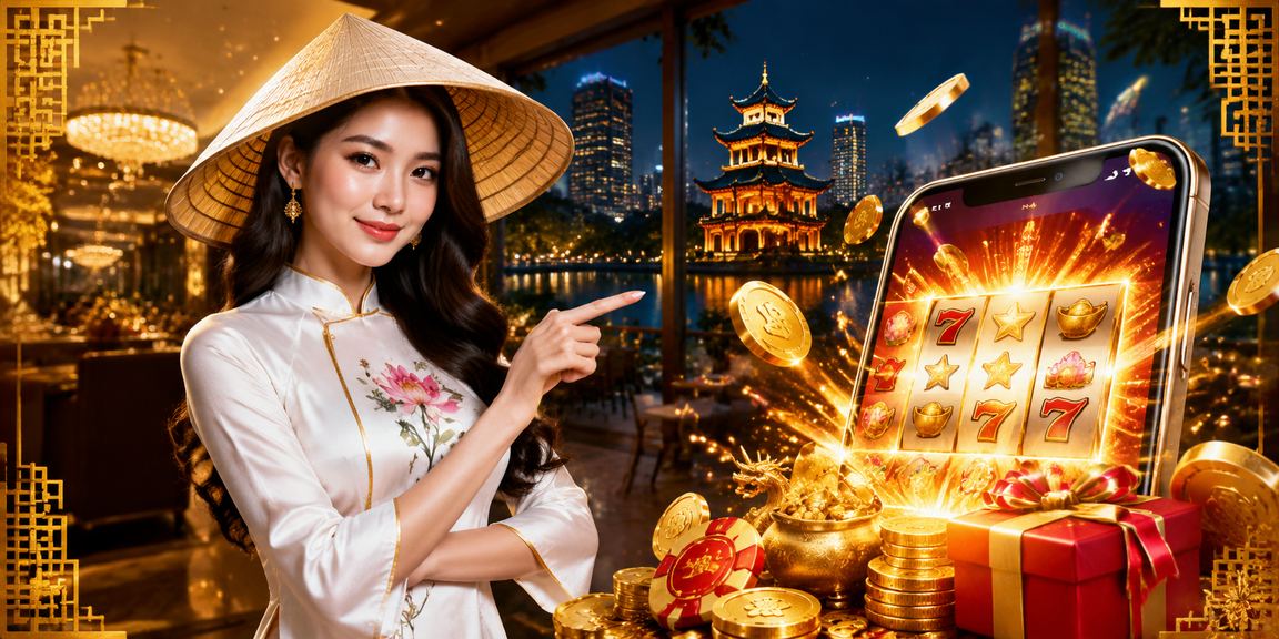 Thành viên VIP tại Hà Nội thưởng thức slot game cao cấp trong không gian đặc trưng Việt Nam